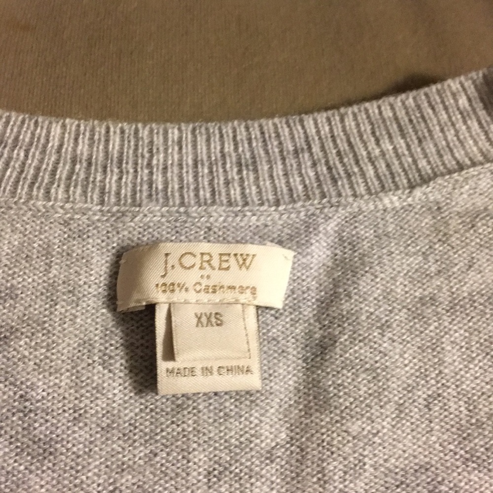 J  Crew gray, cashmere V-neck; like new